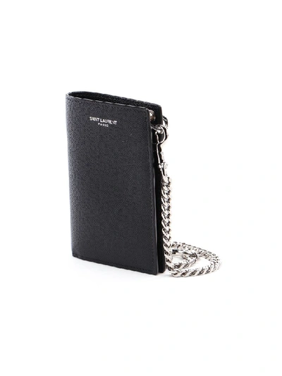 Shop Saint Laurent Chain Wallet In Black