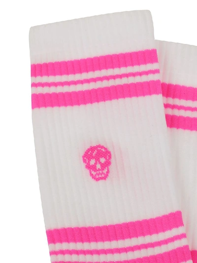 Shop Alexander Mcqueen Socks Stripe Skull S In White Red