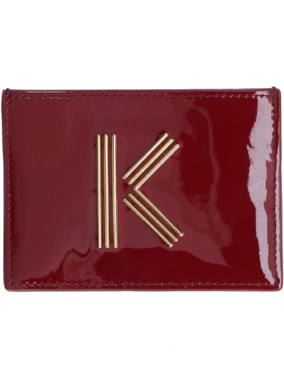 Shop Kenzo Patent Leather Card Holder With Logo In Red