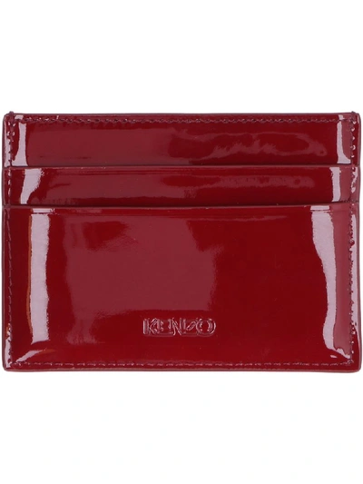 Shop Kenzo Patent Leather Card Holder With Logo In Red