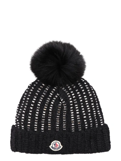 Shop Moncler Pom-pon Detail Tricot Knit Beanie In Black