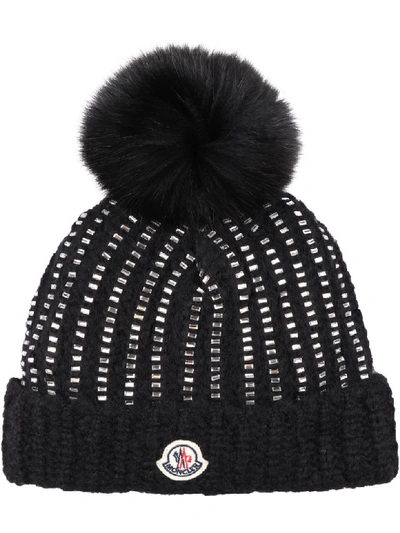 Shop Moncler Pom-pon Detail Tricot Knit Beanie In Black