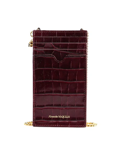 Shop Alexander Mcqueen Phone Case W/chain In Velvet Red