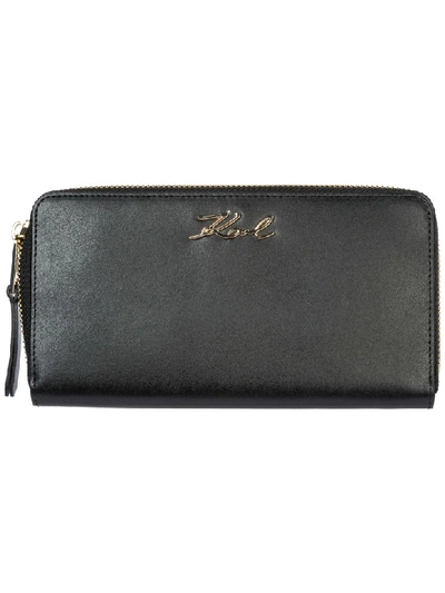 Shop Karl Lagerfeld K/signature Wallet In Black/gold