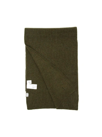 Shop Ganni Knit Scarf In Kalamata (khaki)