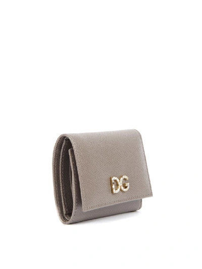 Shop Dolce & Gabbana Mud Leather Wallet With Logo Plaque