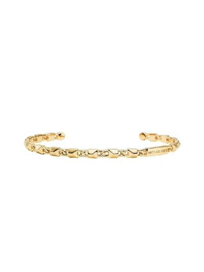Shop Michael Kors Mercer Link 14k Gold Plated Cuff Womens Bracelet