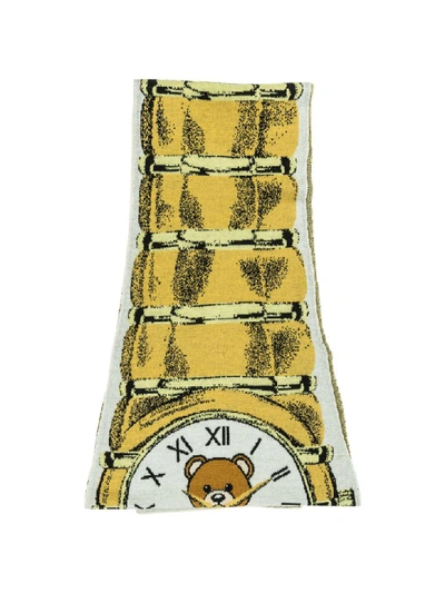 Shop Moschino Clock Wool Scarf In Beige