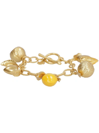 Shop Tory Burch Lemon Charm Bracelet In Gold