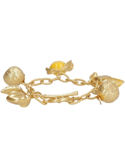 Shop Tory Burch Lemon Charm Bracelet In Gold