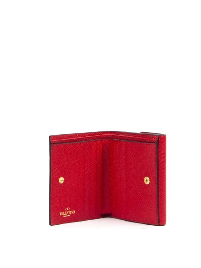Shop Valentino V Logo Red Leather Wallet