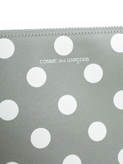 Shop Comme Des Garçons Wallet Large Dots Printed Leather Line In Grey