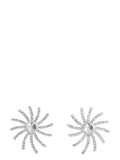 Shop Alessandra Rich Faba Maxi Earrings With Crystals In Silver