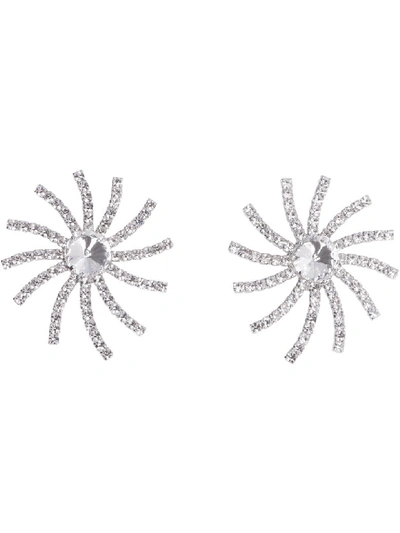 Shop Alessandra Rich Faba Maxi Earrings With Crystals In Silver