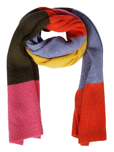 Shop Ganni Ribbed Scarf In Arcobaleno