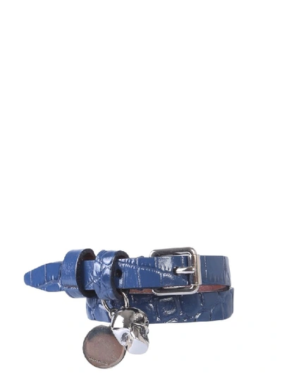 Shop Alexander Mcqueen Bracelet With Double Turn In Blu