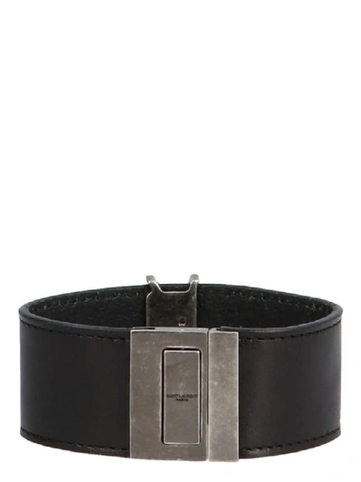 Shop Saint Laurent Ysl Bracelet 3 Cm In Black