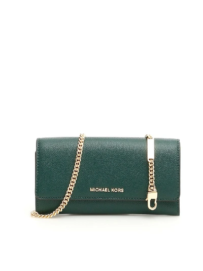 Shop Michael Michael Kors Wallet On Chain In Rcng Grn Mlt (green)