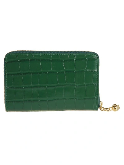 Shop Alexander Mcqueen Logo Zip Around Wallet In Emerald