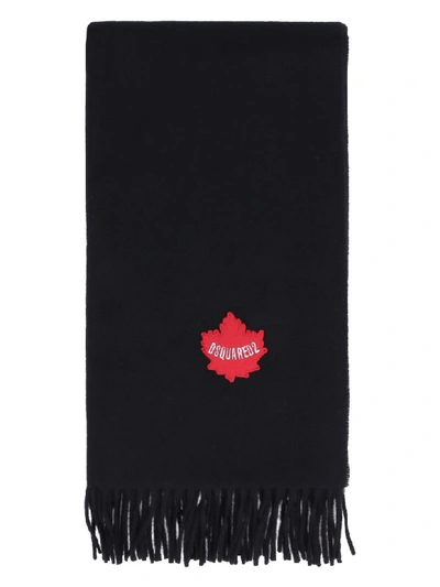 Shop Dsquared2 Wool Scarf With Fringes In Black