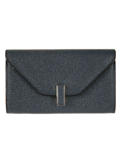 Shop Valextra Foldover Top Wallet In Petrol Blue