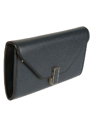 Shop Valextra Foldover Top Wallet In Petrol Blue