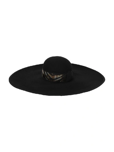 Shop Borsalino Zebra Wide Brimmed Hat In Black