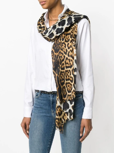 Shop Saint Laurent Scarf Etamine In Beige/black