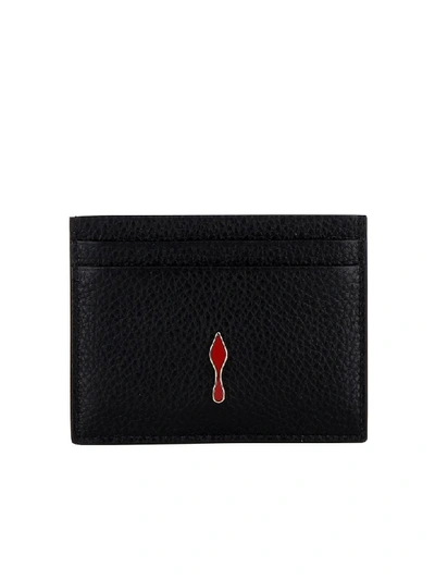 Shop Christian Louboutin Black/gold Leather Wallet