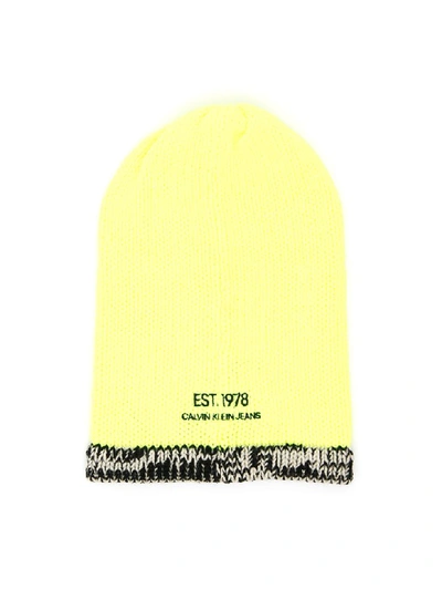 Shop Calvin Klein Knit Balaclava In Safety Yellow (yellow)