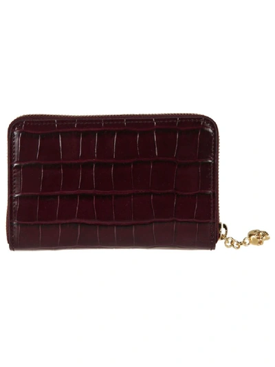 Shop Alexander Mcqueen Leather Zip Around Wallet In Velvet Red