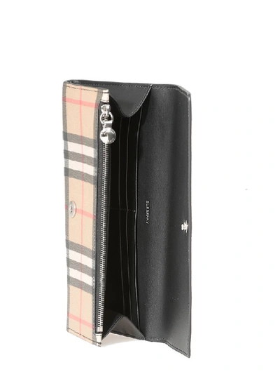 Shop Burberry Vintage Check E-canvas Continental Wallet In Black