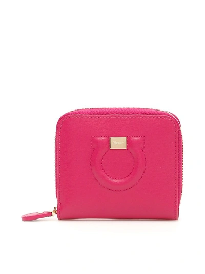 Shop Ferragamo Zip-around City Wallet In Cerise (fuchsia)