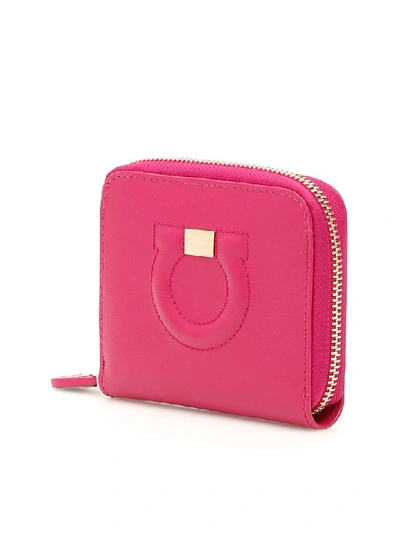 Shop Ferragamo Zip-around City Wallet In Cerise (fuchsia)