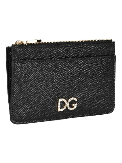 Shop Dolce & Gabbana Dauphine Leather Card Holder In Black