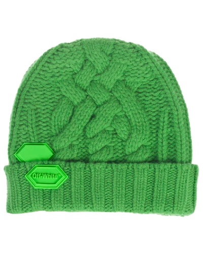 Shop Off-white Knit Pop Color Cap In Green