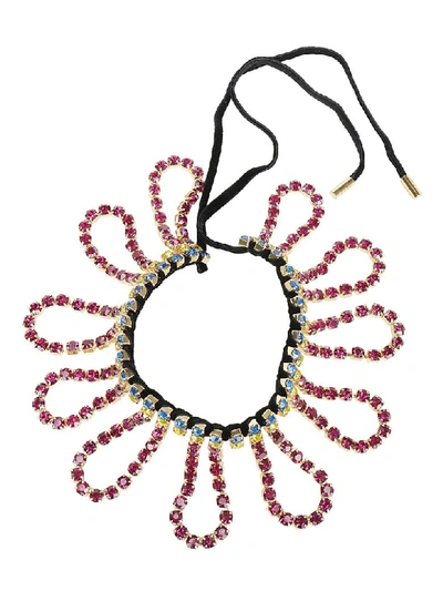 Shop Area Crystal Loop Fringe Choker In Multicolor