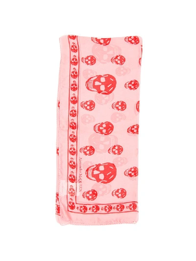 Shop Alexander Mcqueen Silk Skull Scarf In Roseate Red (pink)