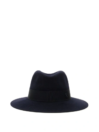 Shop Maison Michel Henrietta Hat In Navy (blue)