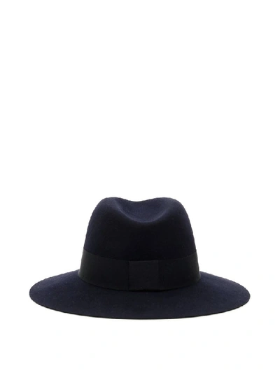 Shop Maison Michel Henrietta Hat In Navy (blue)