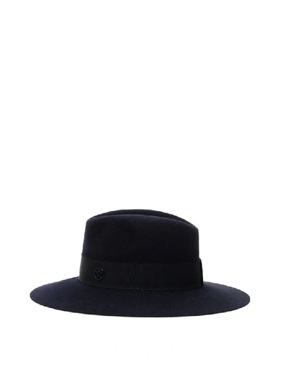 Shop Maison Michel Henrietta Hat In Navy (blue)