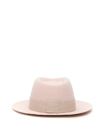 Shop Maison Michel Andre Hat In Baby Pink (pink)