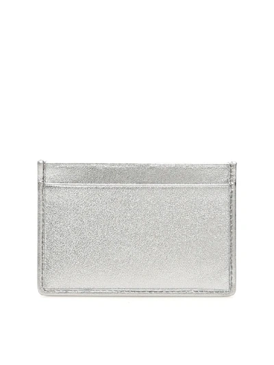 Shop Miu Miu Silver-laminated Cardholder In Argento