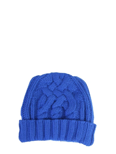 Shop Off-white Knitted Hat In Blu