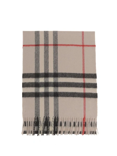 Shop Burberry Scarf In Stone Check