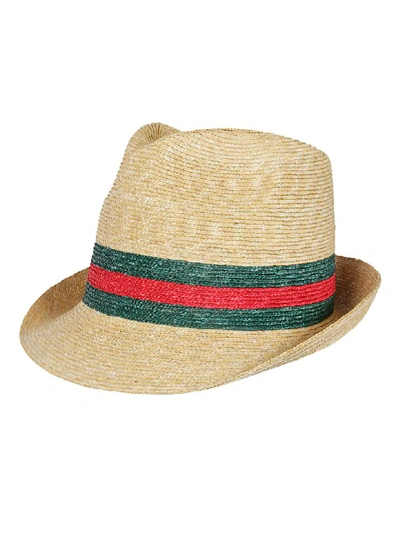 Shop Gucci Web Panama Hat In Beige