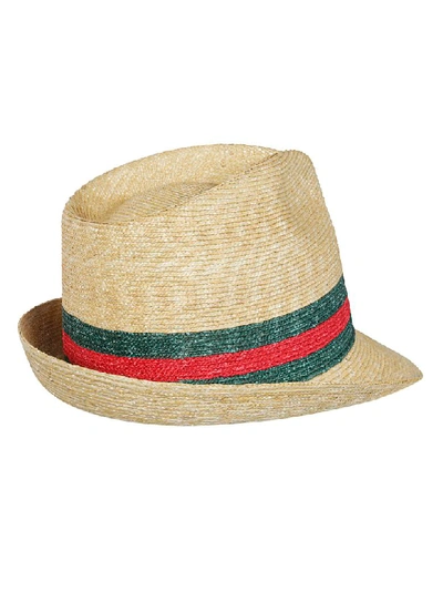 Shop Gucci Web Panama Hat In Beige