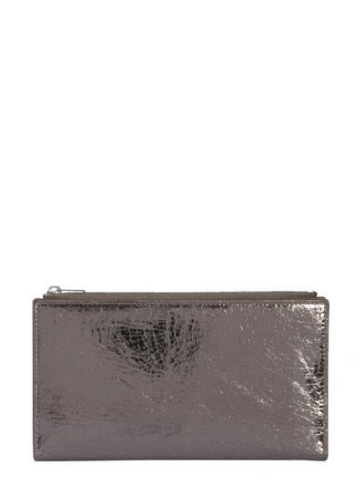 Shop Mm6 Maison Margiela Laminated Leather Wallet In Argento