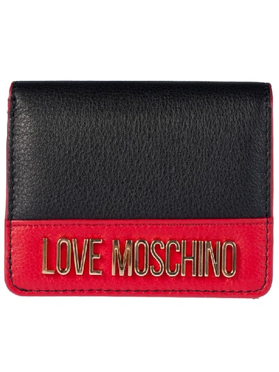 Shop Love Moschino Logo French Wallet In Black/red