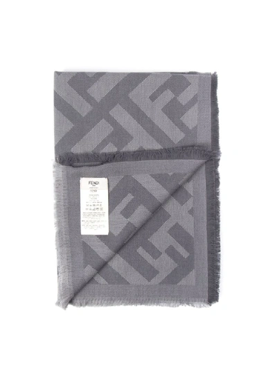 Shop Fendi Monogram Grey Wool & Cashmere Shawl